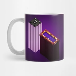 Neon synthwave buildings Mug